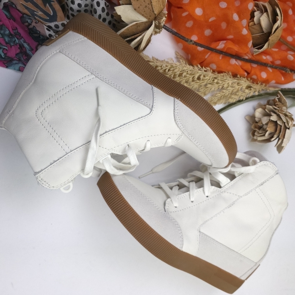 Sorel Women's White High-Top Wedge Sneakers Sz 9.5 - Picture 4 of 14
